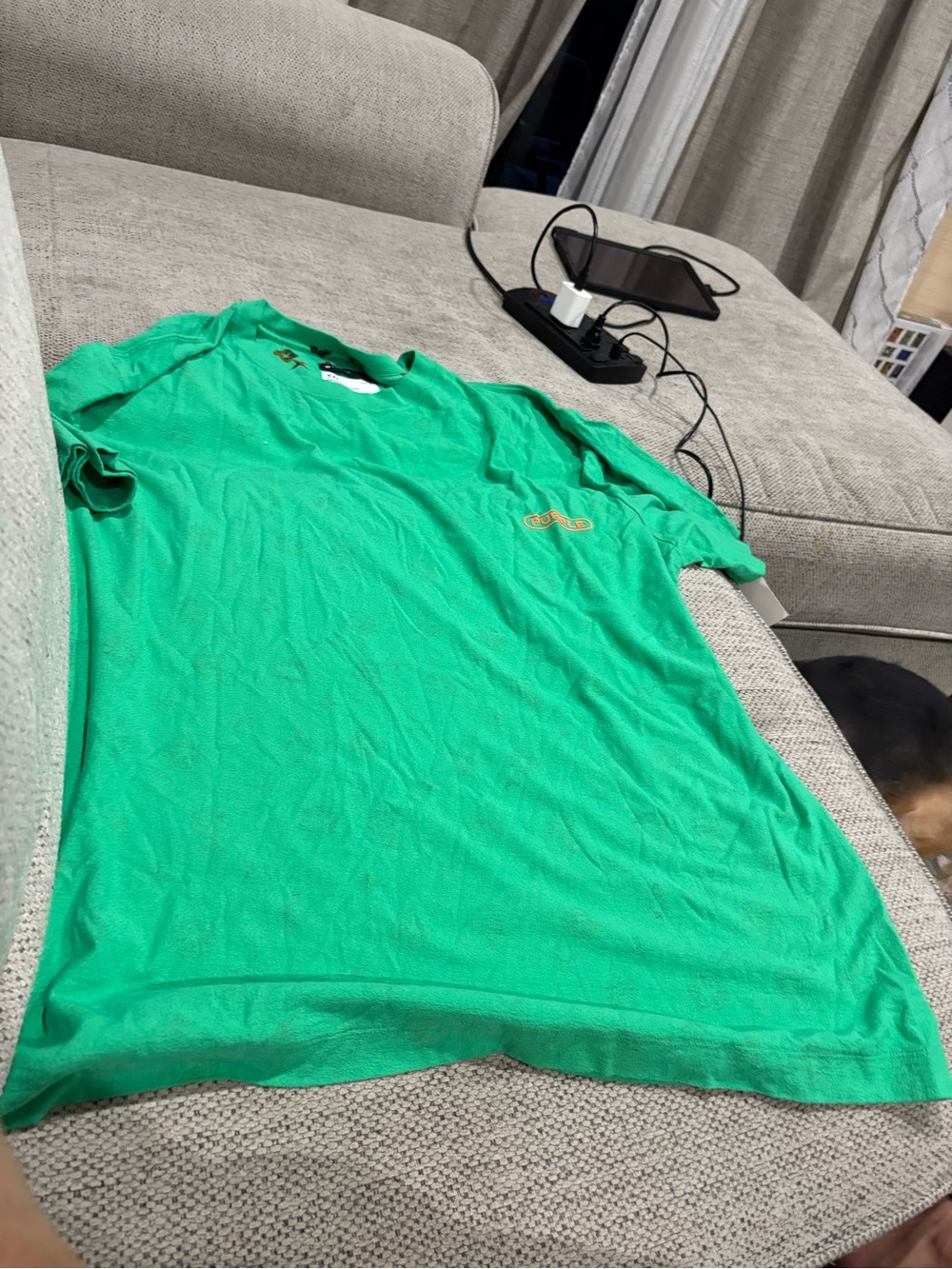 Men's Bright Green Crew Neck Tee with Subtle Logo